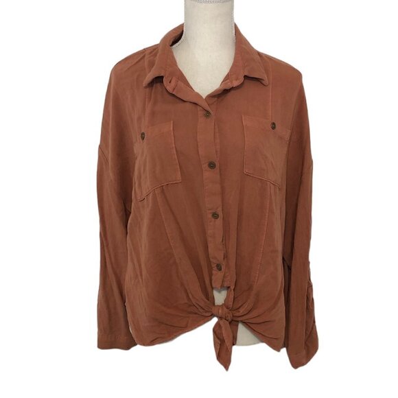 CITY CHIC Top Women's Size XXS Oversized Winter Lust Shirt Brown/Copper NWT - Picture 1 of 12